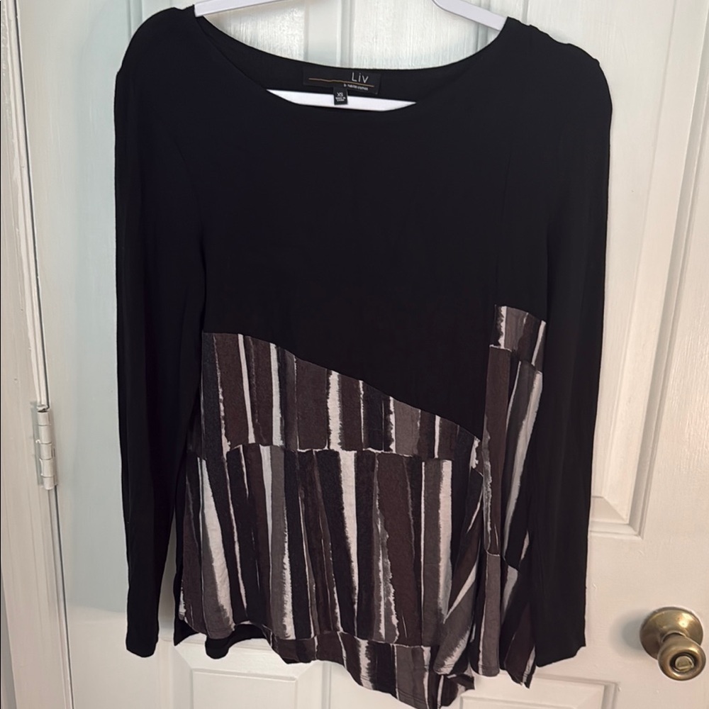 Liv by Habitat Clothes Women's Black and Brown Long Sleeve Top